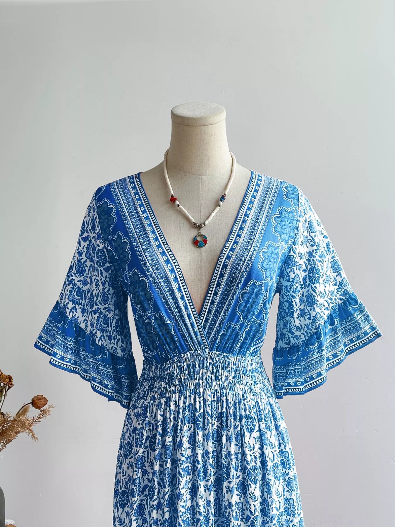 Floral Print Flounce Sleeve Dress - MAD RUFFI