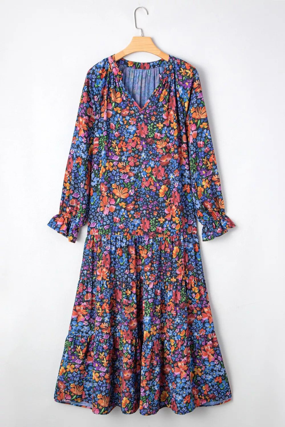 Floral Print Flounce Sleeve Dress - MAD RUFFI