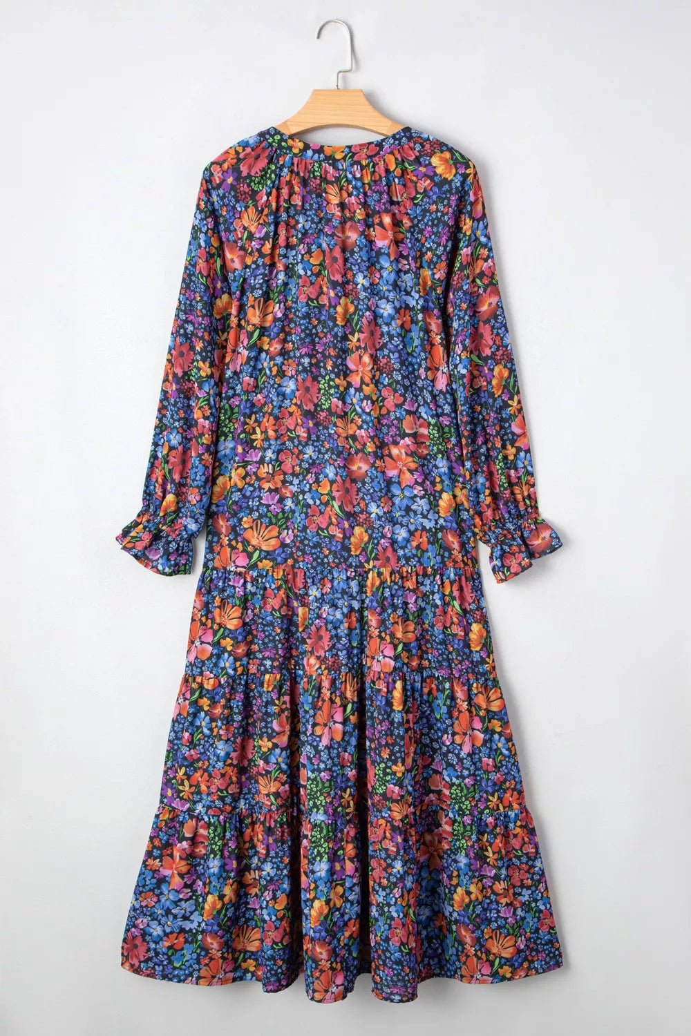 Floral Print Flounce Sleeve Dress - MAD RUFFI