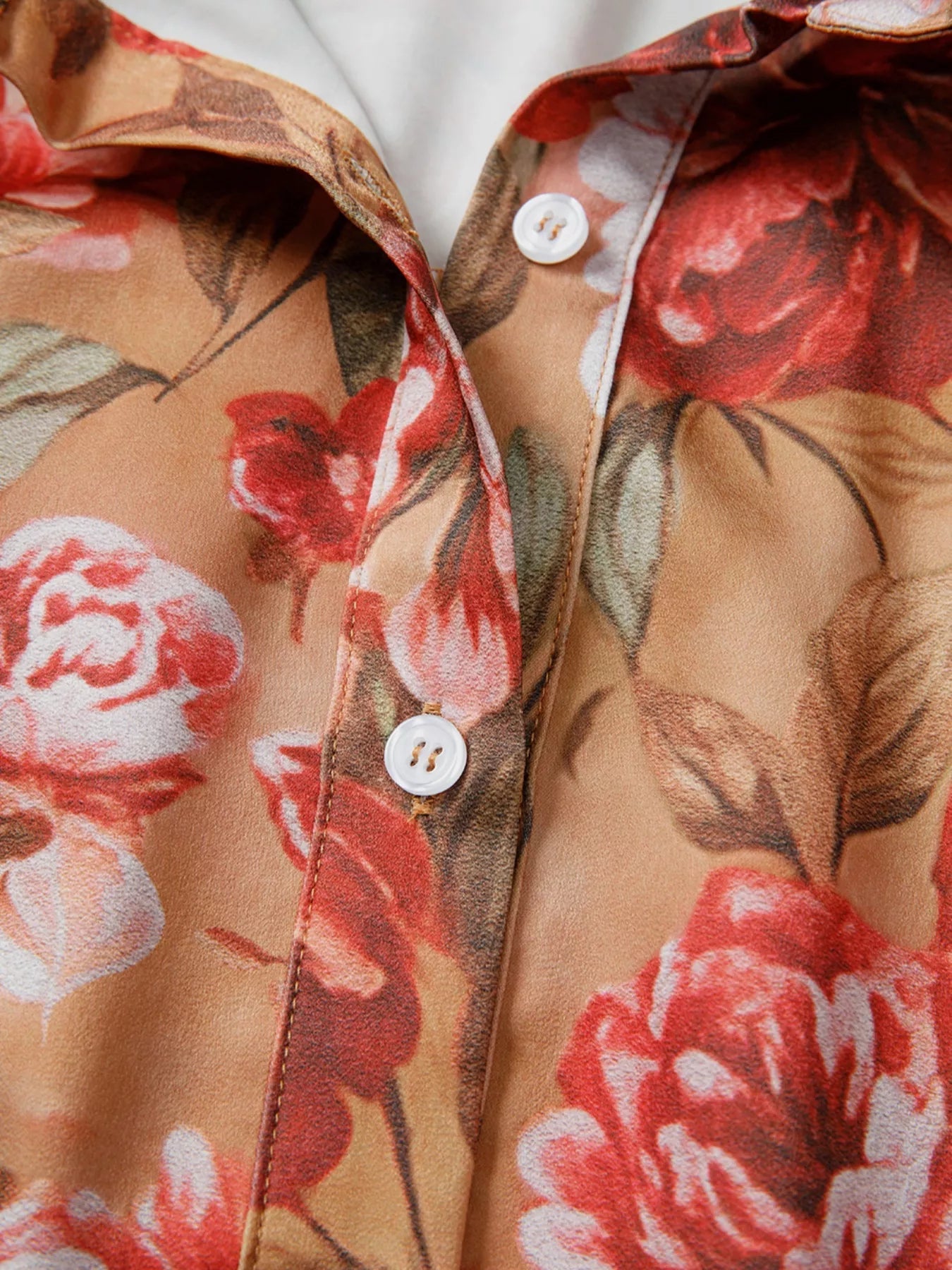 Floral Print Half Button Flounce Sleeve Ruffle Mini Dress - MAD RUFFI