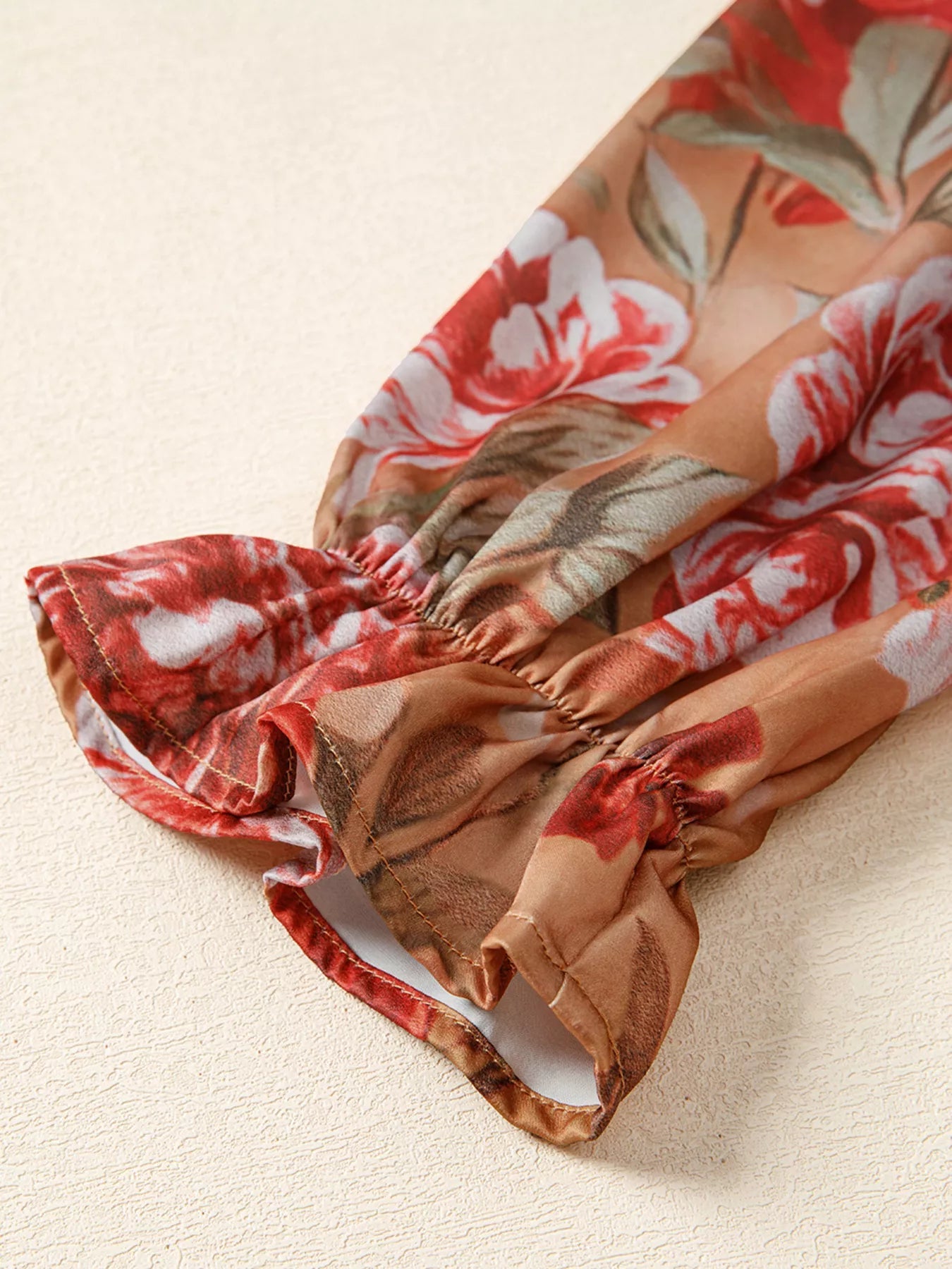 Floral Print Half Button Flounce Sleeve Ruffle Mini Dress - MAD RUFFI