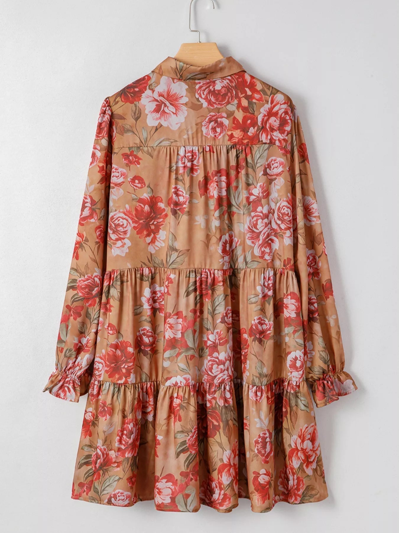 Floral Print Half Button Flounce Sleeve Ruffle Mini Dress - MAD RUFFI