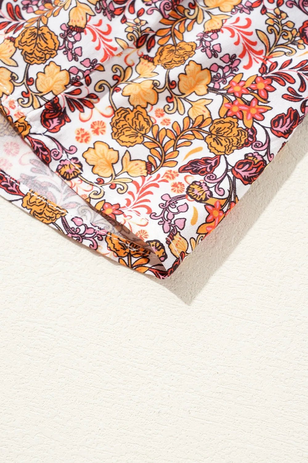 Floral Print Knot V Neck Ruffled Sleeve Blouse - MAD RUFFI