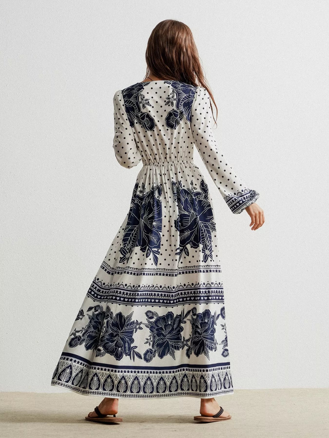 Floral Print Long Sleeve Maxi Dress - MAD RUFFI