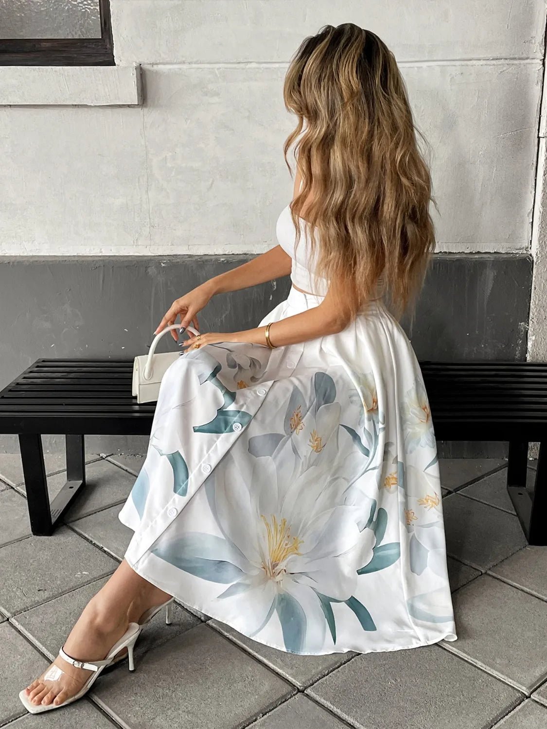 Floral Print Midi Skirt - MAD RUFFI