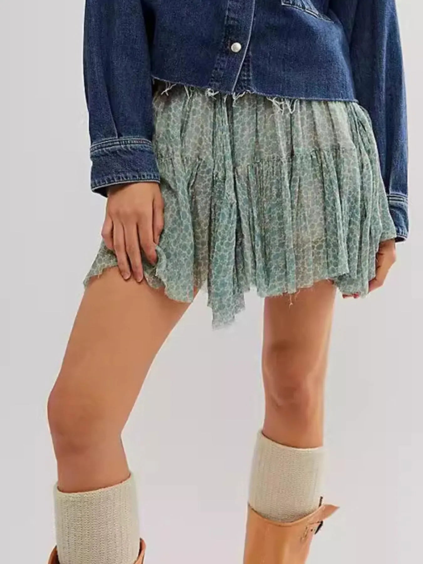 Floral Print Mini Skirt - MAD RUFFI