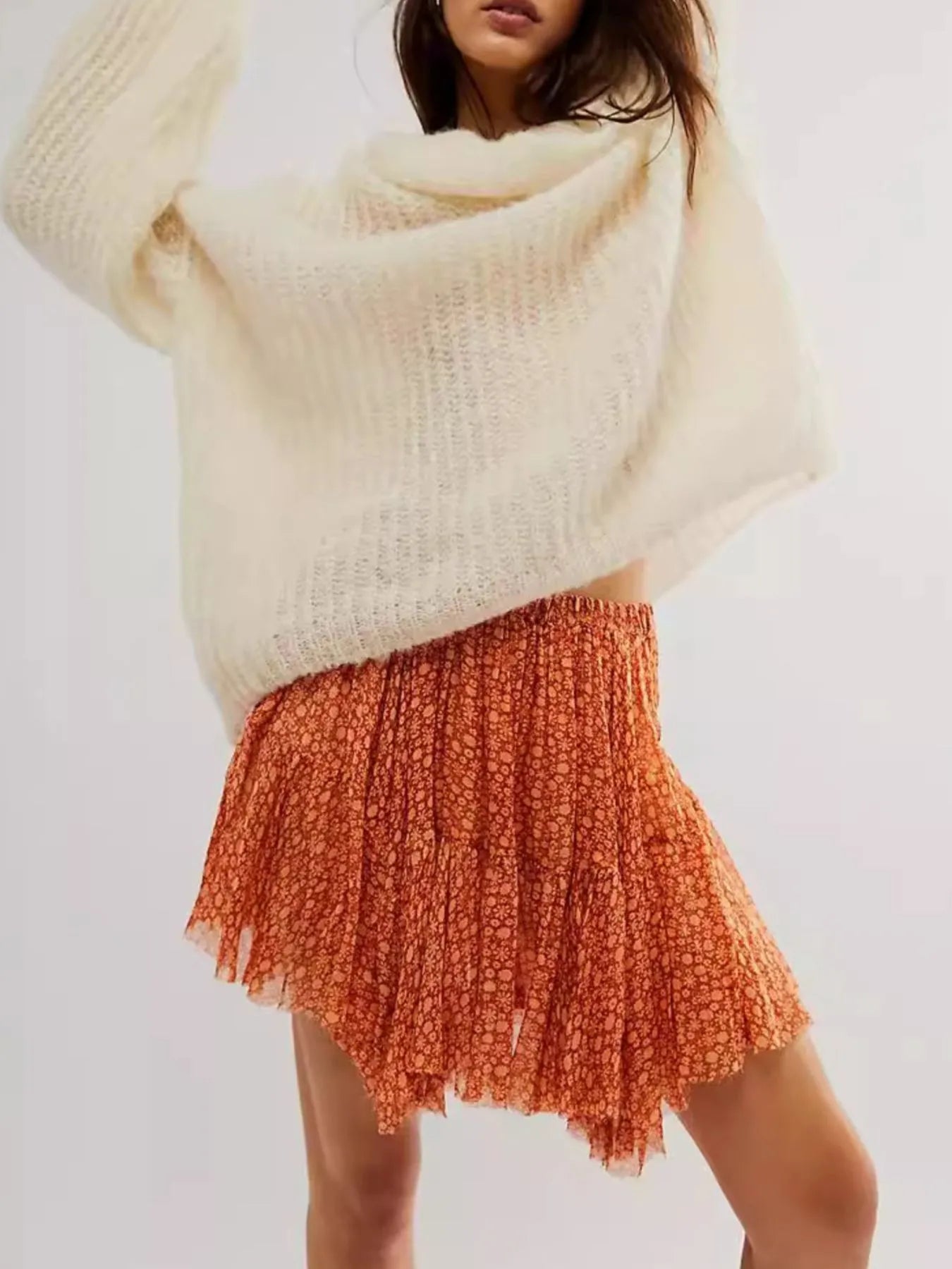 Floral Print Mini Skirt - MAD RUFFI