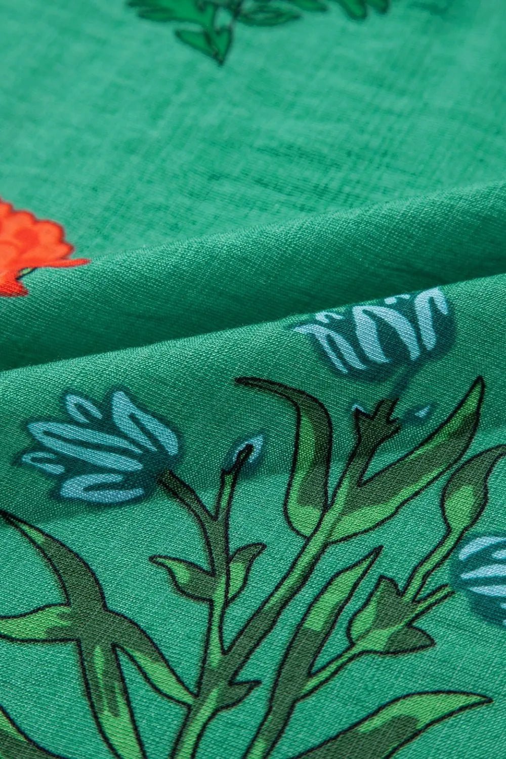 Floral Print Notched Short Sleeve Blouse - MAD RUFFI