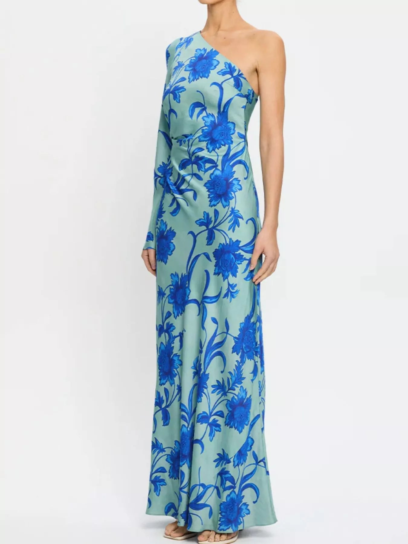 Floral Print One - Shoulder Maxi Dress - MAD RUFFI