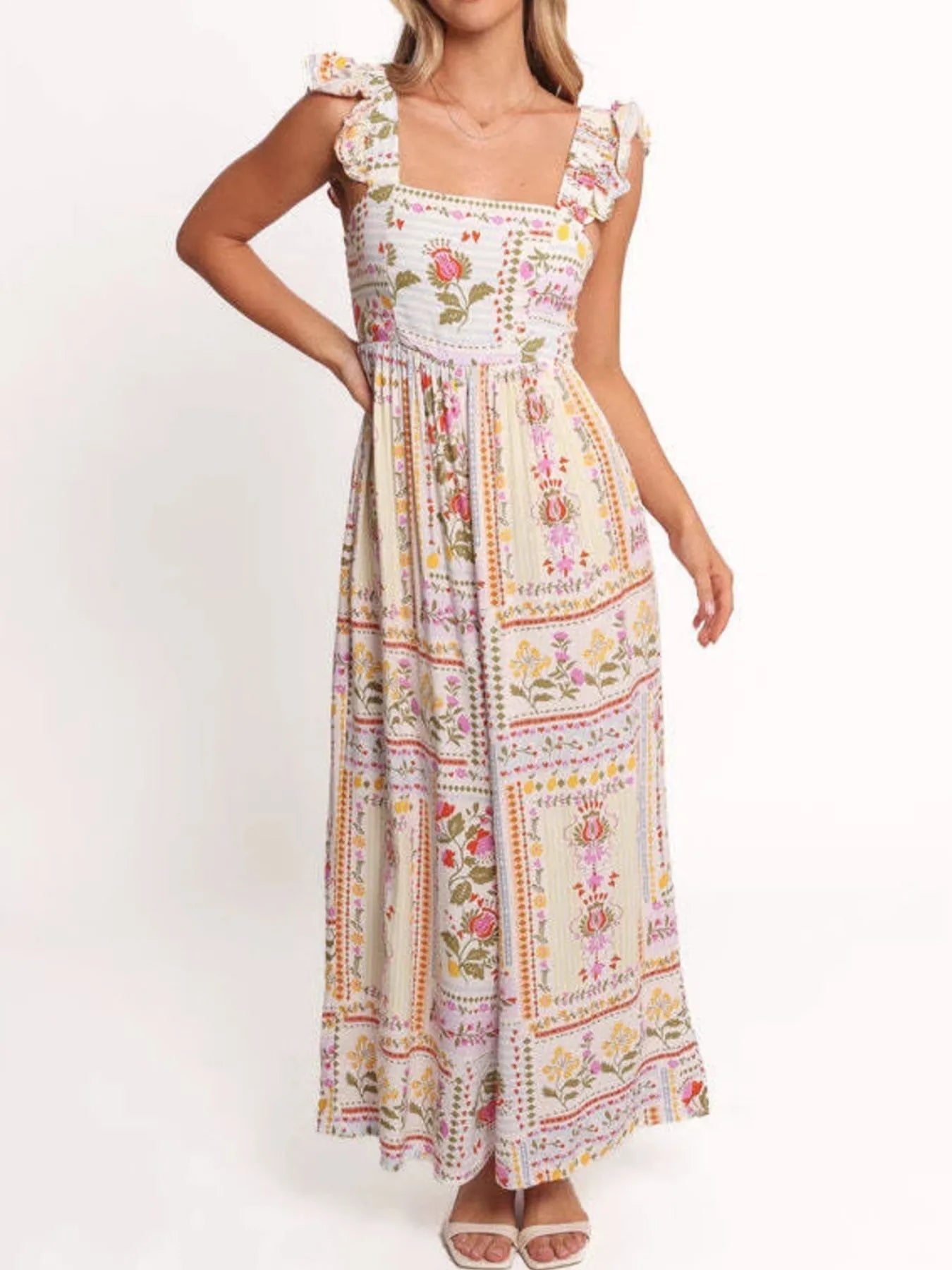 Floral Print Ruffle Strap Jumpsuit - MAD RUFFI