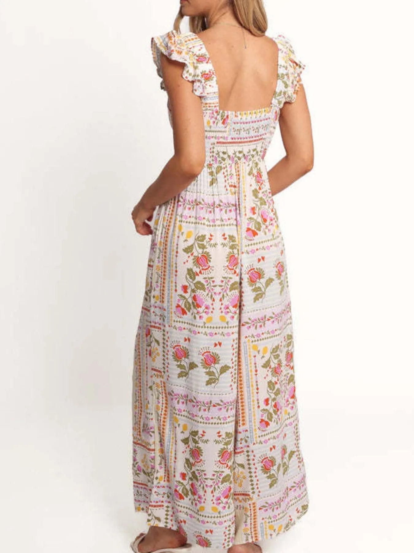 Floral Print Ruffle Strap Jumpsuit - MAD RUFFI