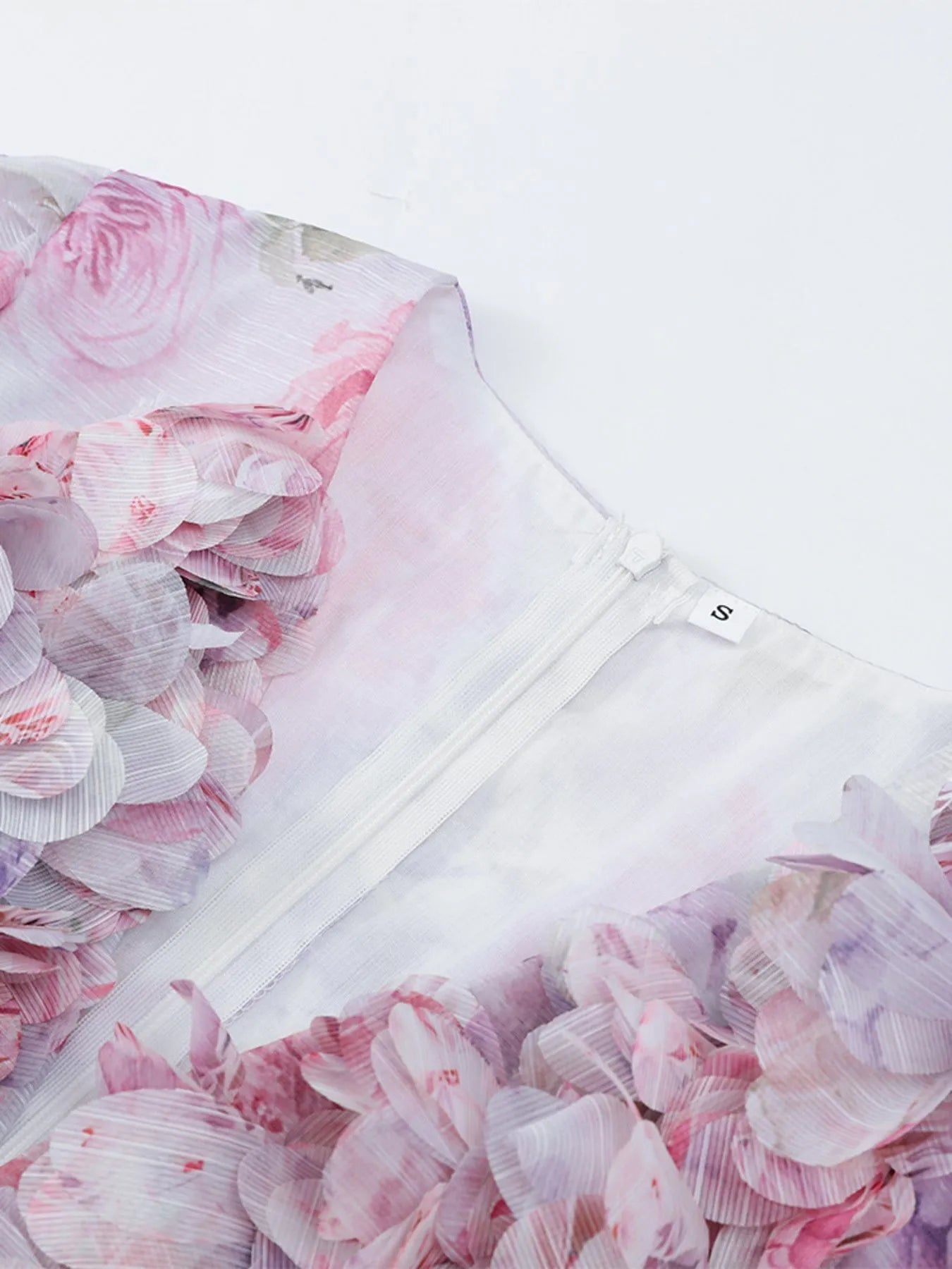 Floral Print Ruffled Mini Dress with Deep V - Neck - MAD RUFFI