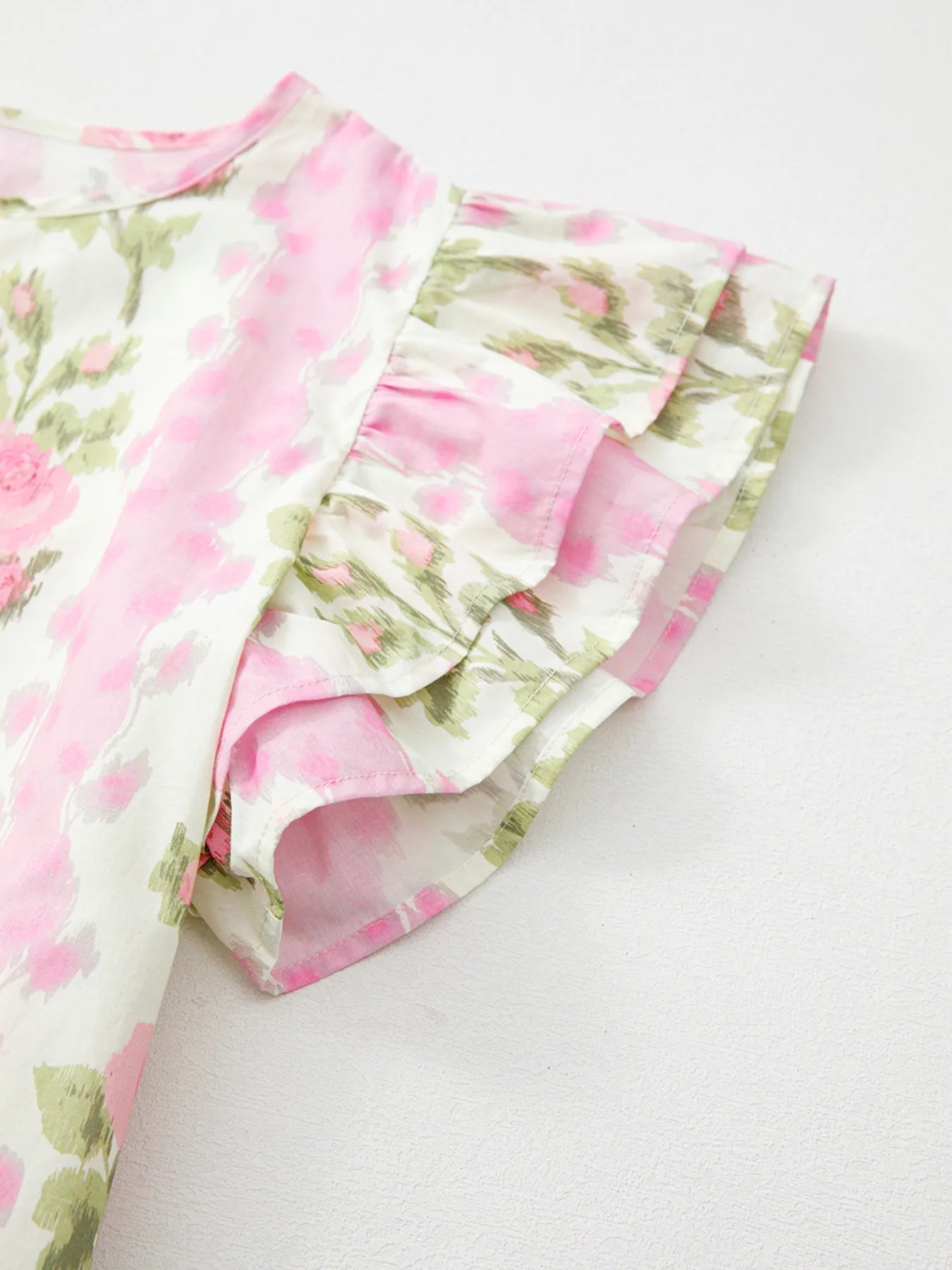 Floral Print Ruffled Sleeve Blouse - MAD RUFFI