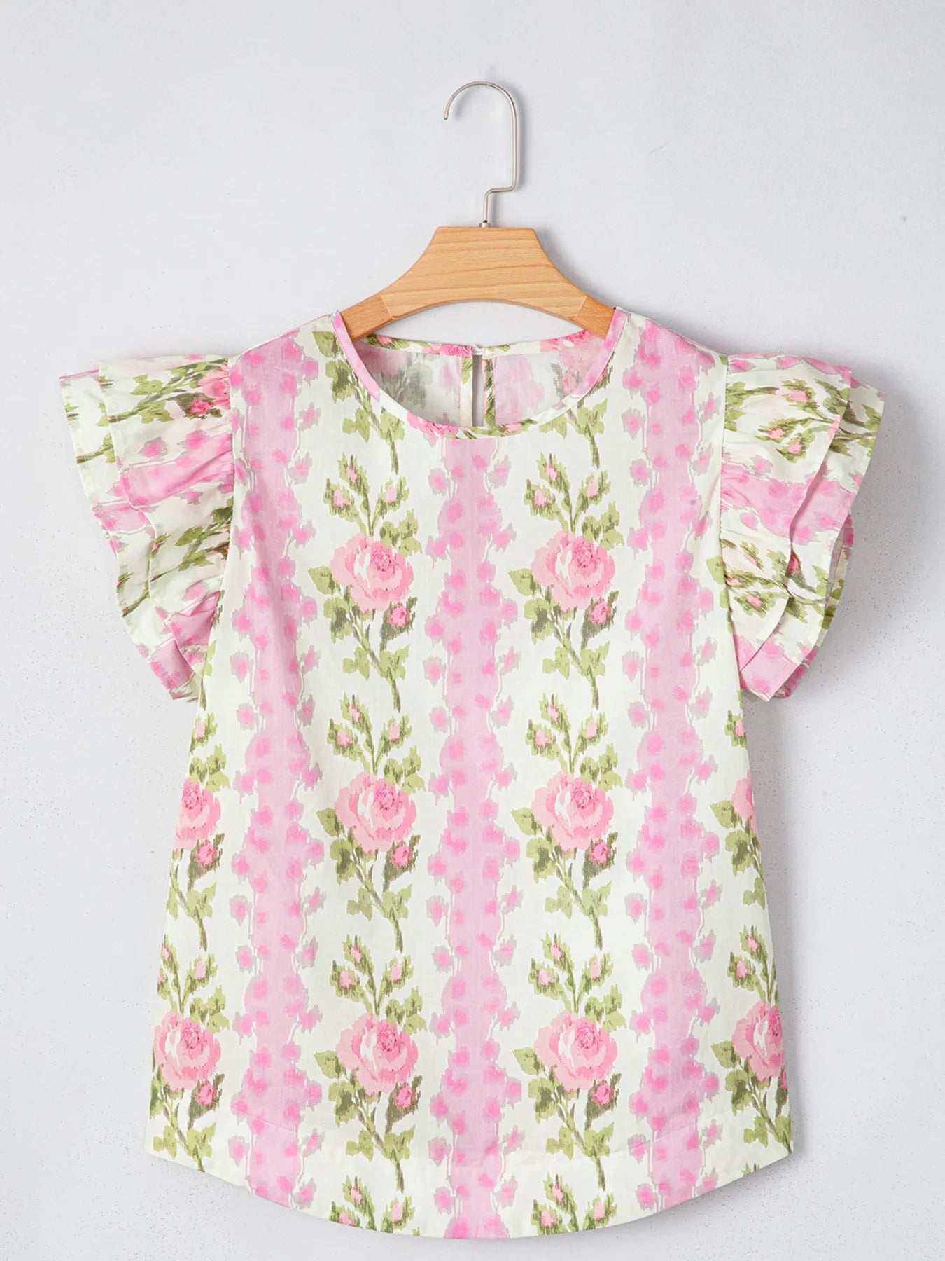 Floral Print Ruffled Sleeve Blouse - MAD RUFFI