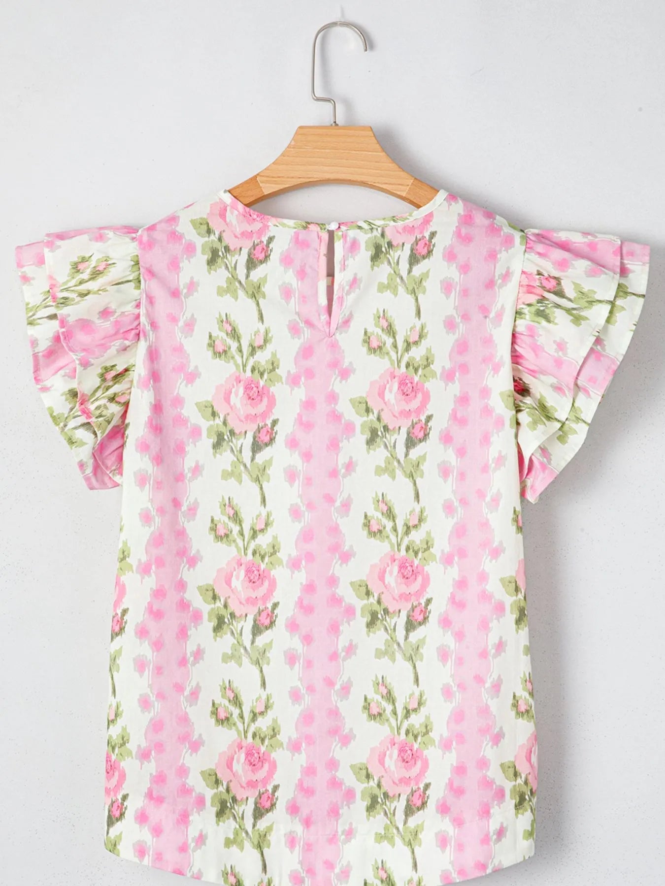 Floral Print Ruffled Sleeve Blouse - MAD RUFFI