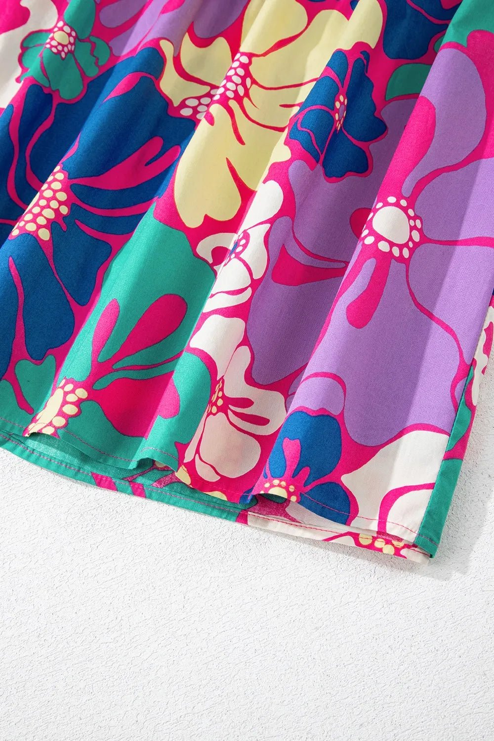 Floral Print Shirred Spaghetti Strap Loose Maxi Dress - MAD RUFFI