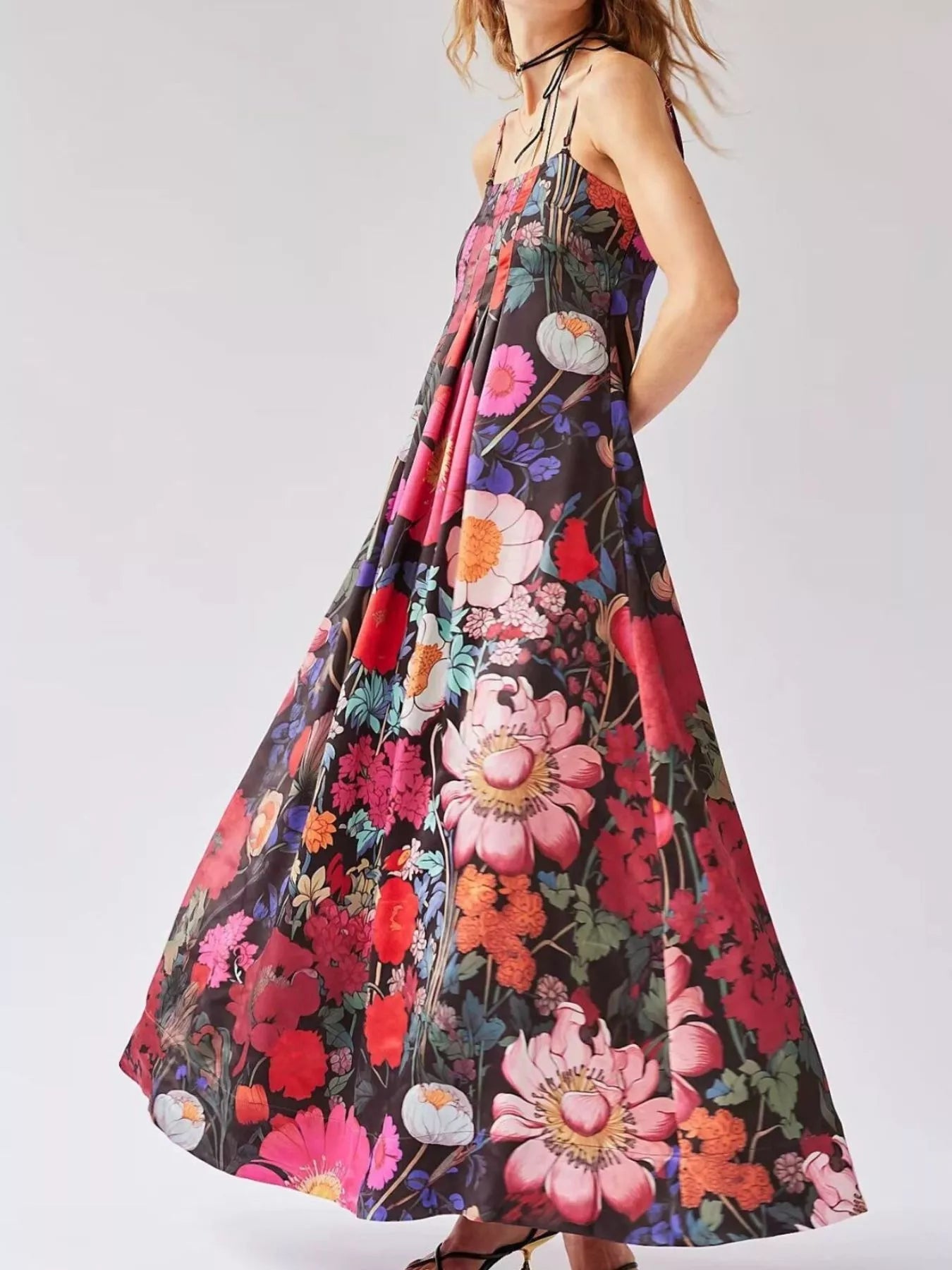 Floral Print Sleeveless Maxi Dress - MAD RUFFI