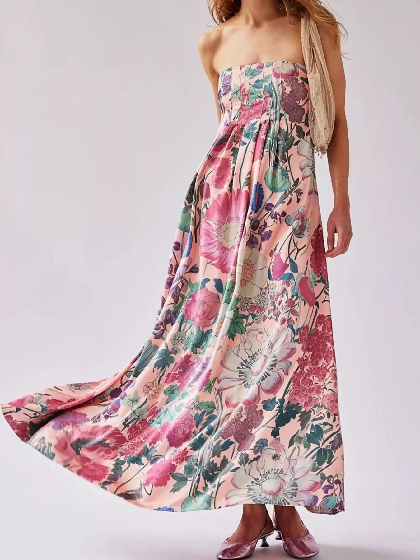 Floral Print Sleeveless Maxi Dress - MAD RUFFI