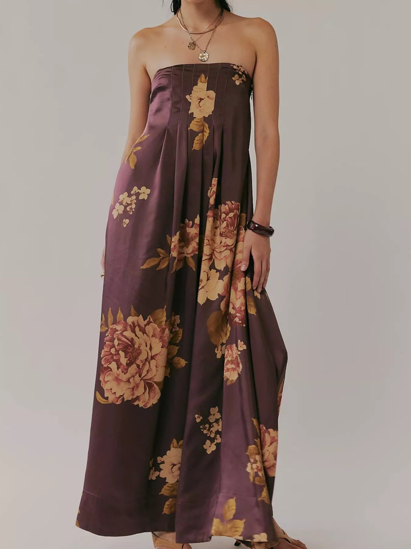 Floral Print Sleeveless Maxi Dress - MAD RUFFI