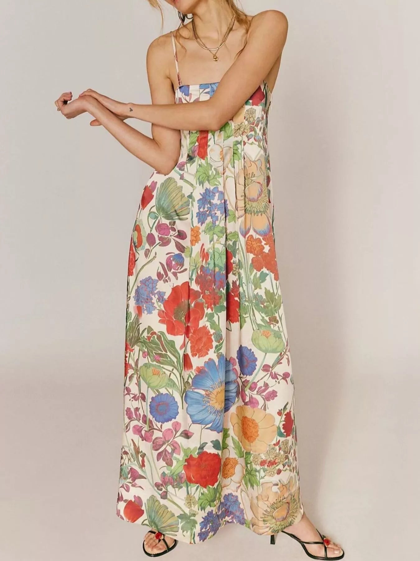 Floral Print Sleeveless Maxi Dress - MAD RUFFI