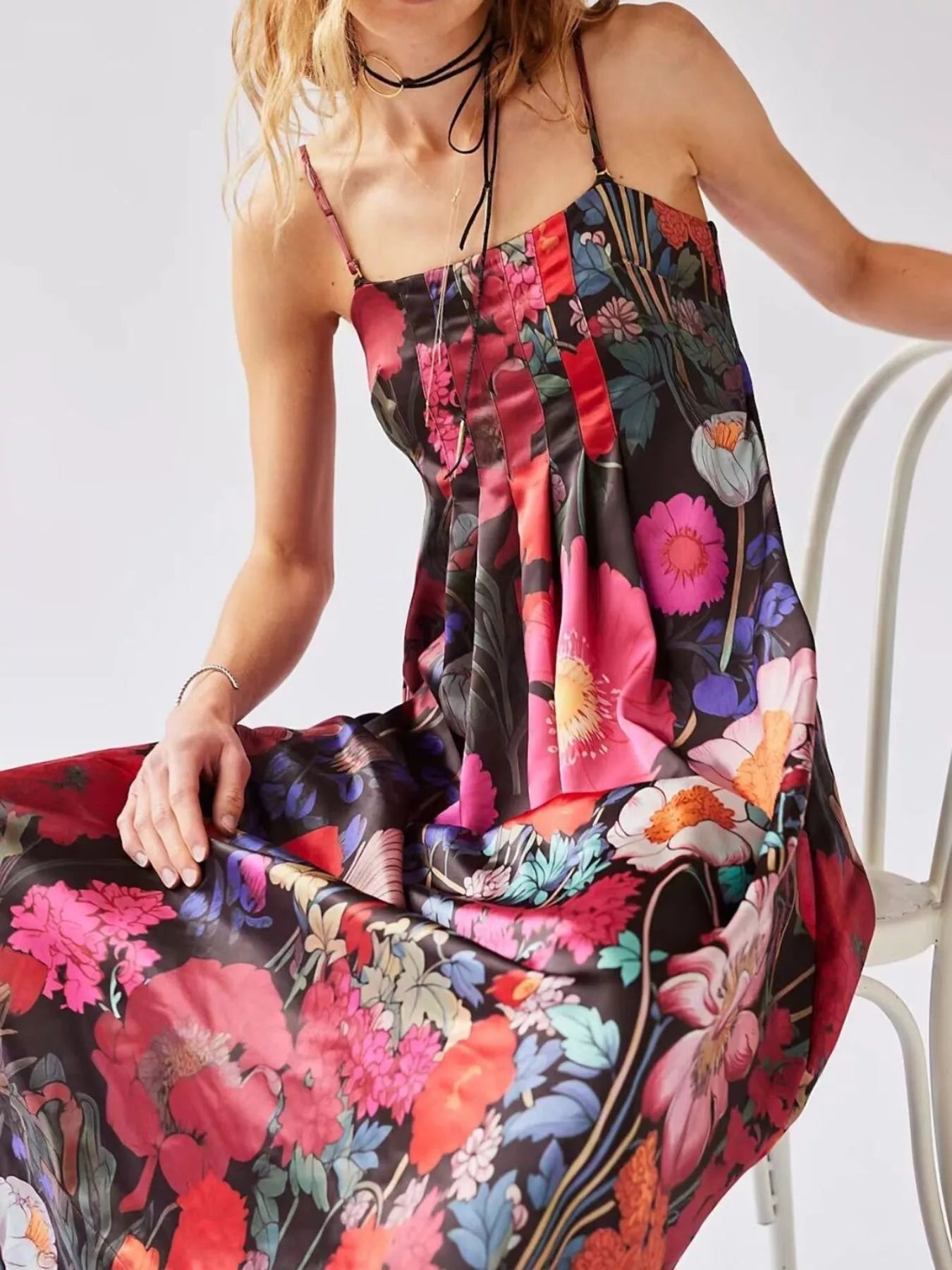 Floral Print Sleeveless Maxi Dress - MAD RUFFI