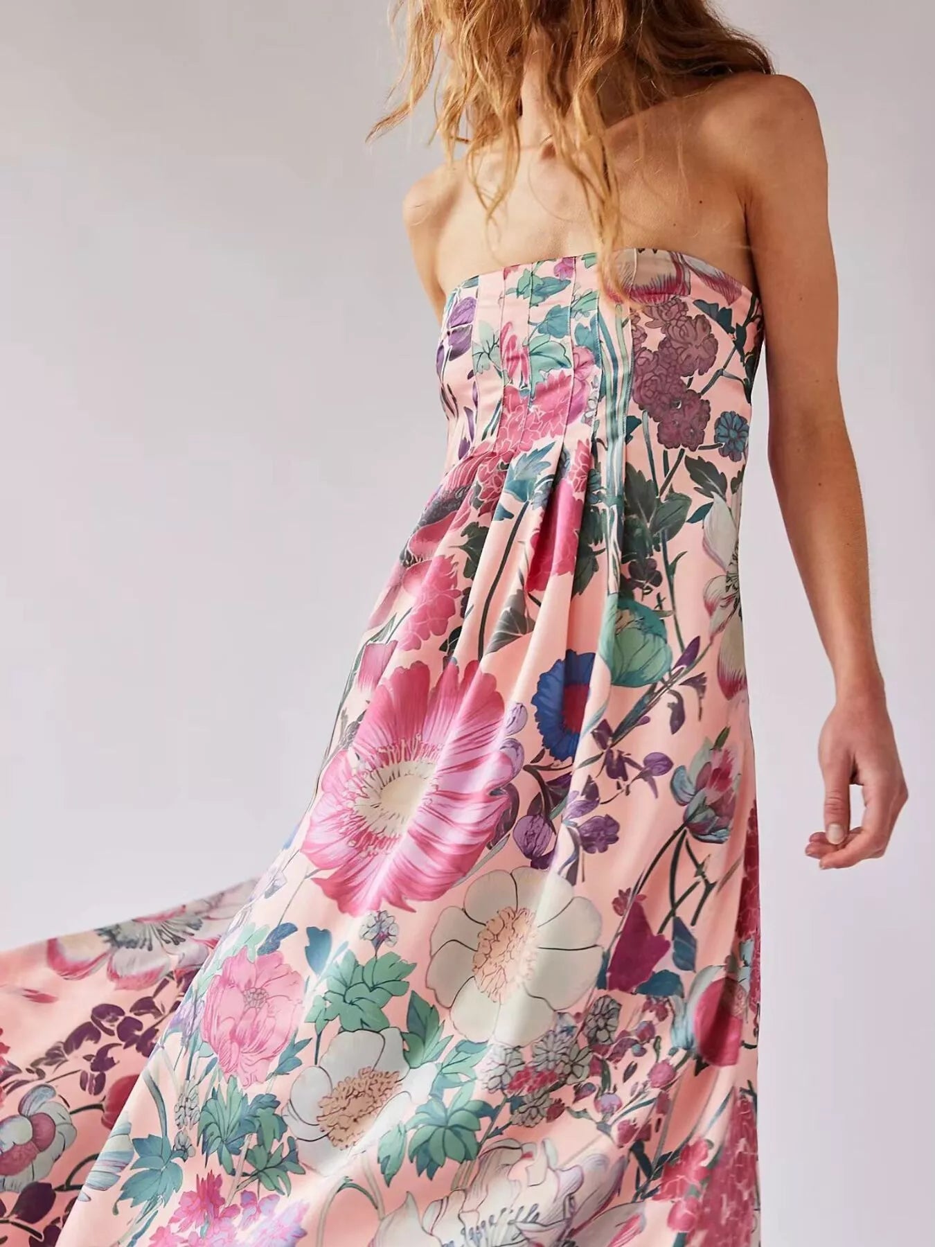 Floral Print Sleeveless Maxi Dress - MAD RUFFI