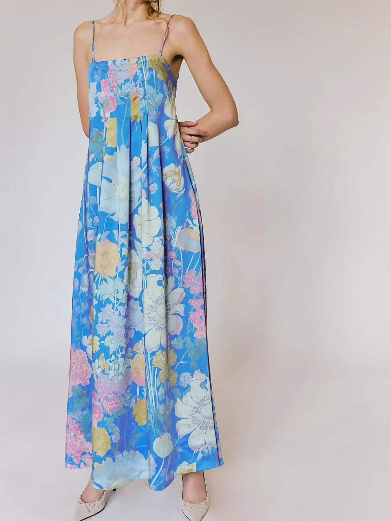 Floral Print Sleeveless Maxi Dress - MAD RUFFI