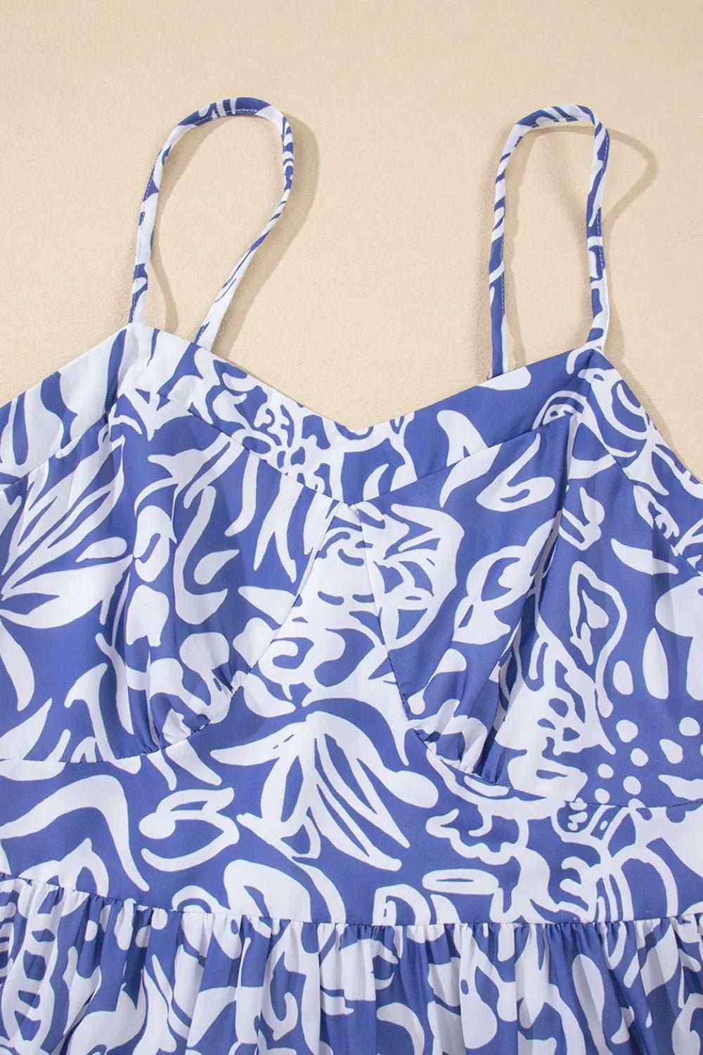 Floral Print Spaghetti Strap High Waist Dress - MAD RUFFI