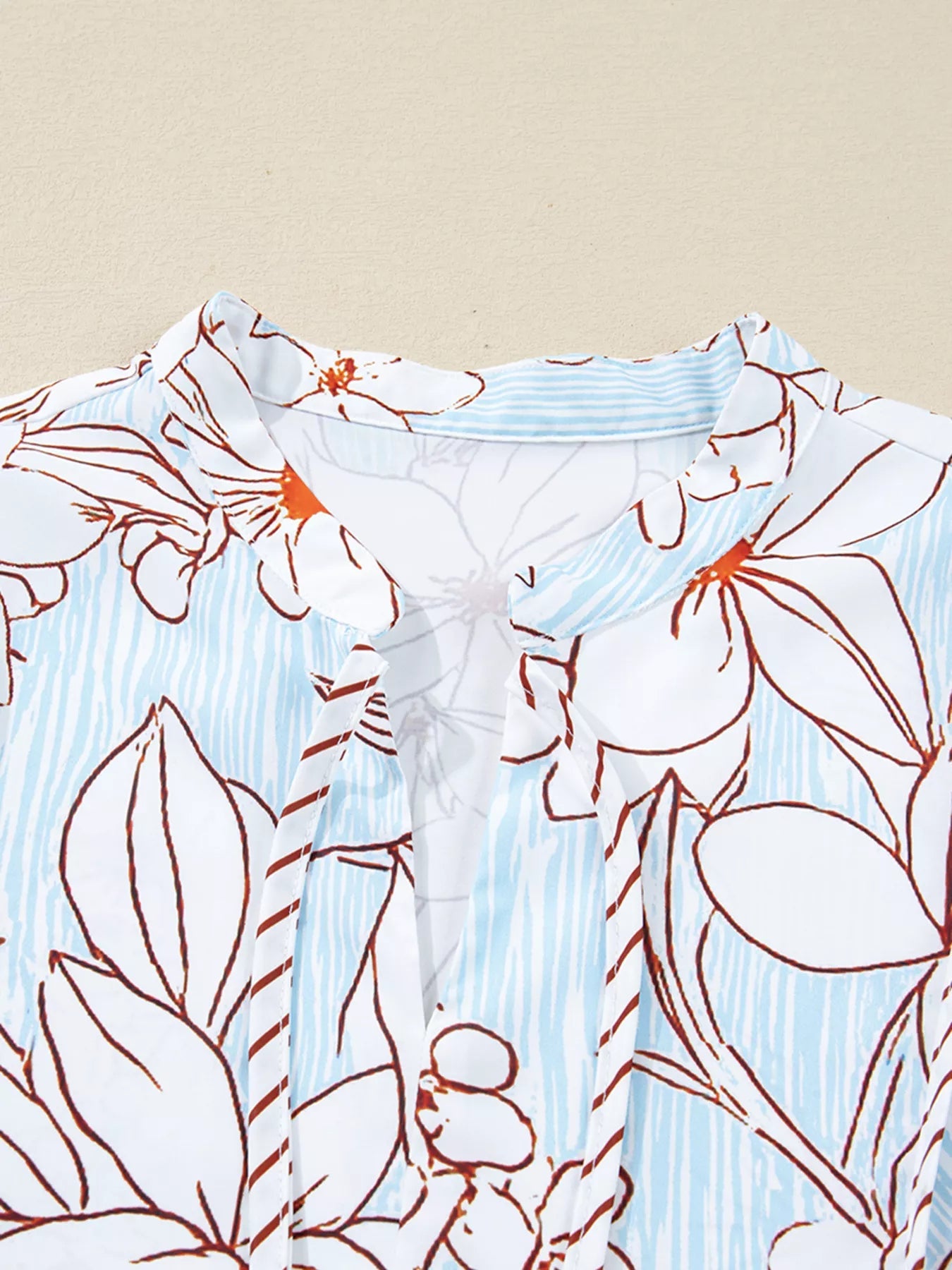 Floral Print Tie Neck Long Sleeve Mini Dress - MAD RUFFI