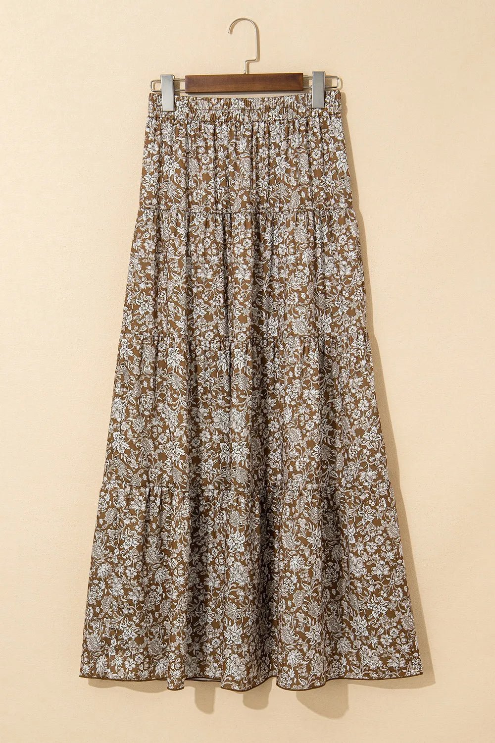 Floral Print Tiered Maxi Skirt - MAD RUFFI