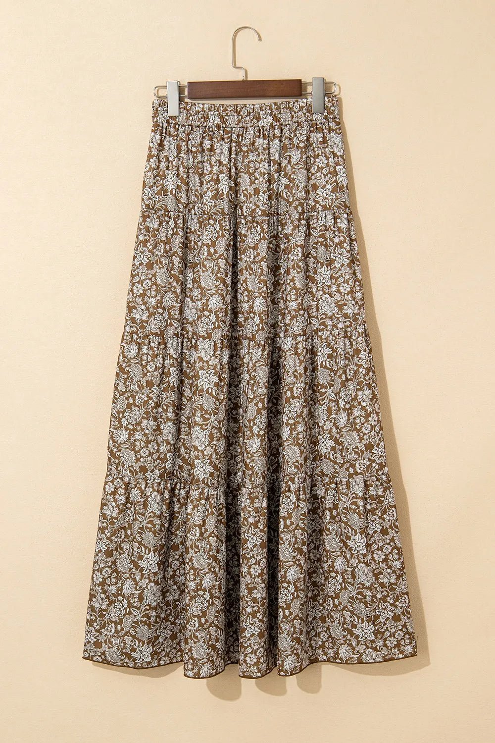 Floral Print Tiered Maxi Skirt - MAD RUFFI