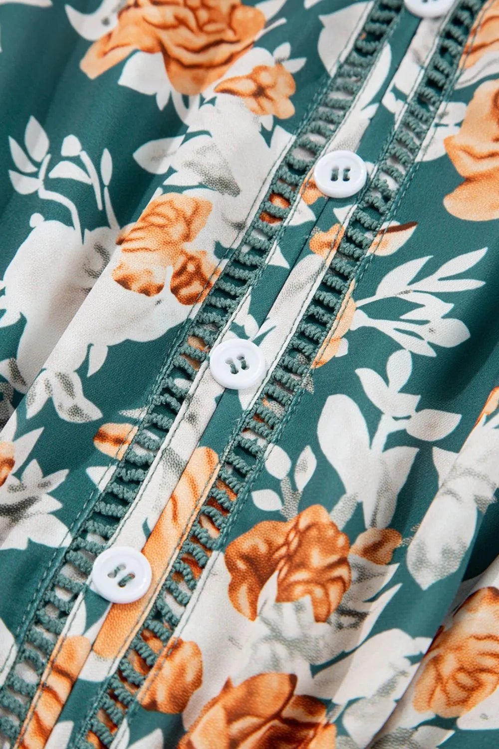 Floral Print Trimmed V Neck Tie Waist Sleeveless Dress - MAD RUFFI