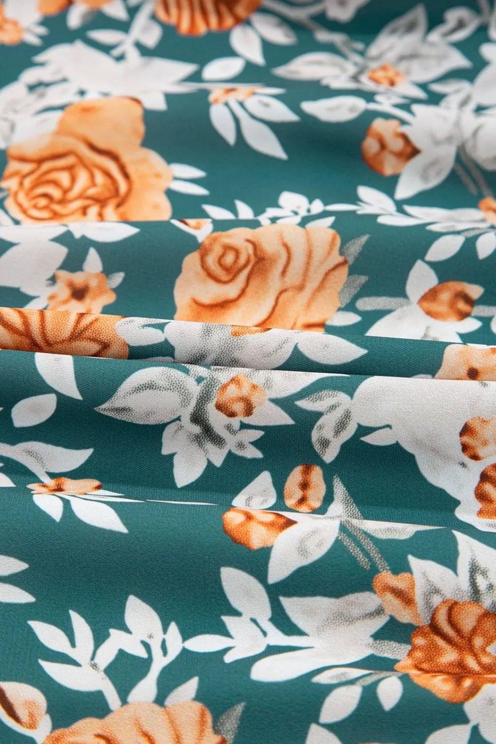 Floral Print Trimmed V Neck Tie Waist Sleeveless Dress - MAD RUFFI