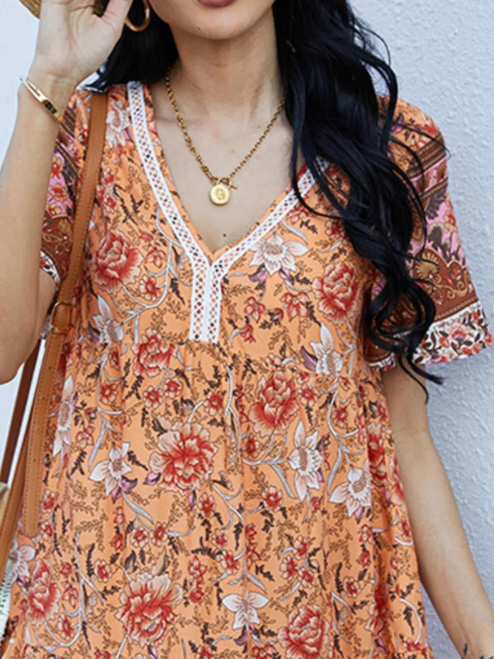 Floral Print V - Neck Summer Dress - MAD RUFFI
