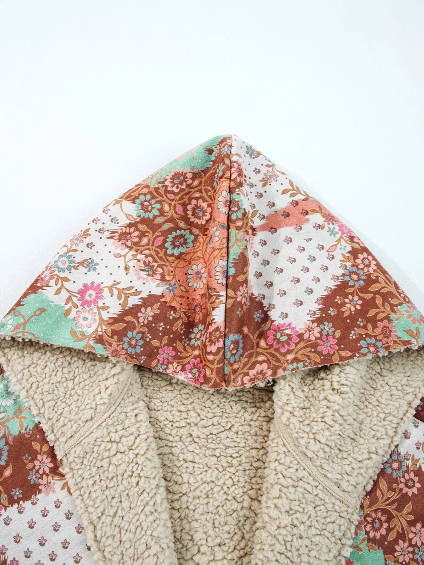 Floral Printed Sherpa Lined Hooded Jacket - MAD RUFFI