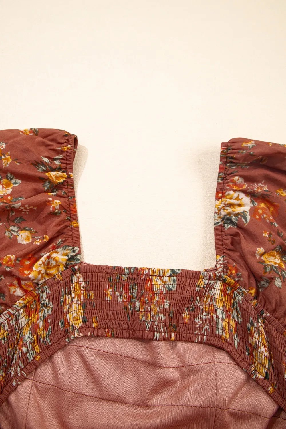 Floral Puff Sleeve Square Neck Knot Open Back Mini Dress - MAD RUFFI