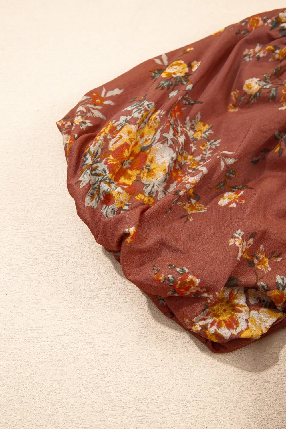 Floral Puff Sleeve Square Neck Knot Open Back Mini Dress - MAD RUFFI