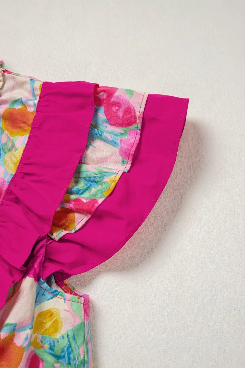 Floral Ruffle Layered Sleeve Blouse - MAD RUFFI