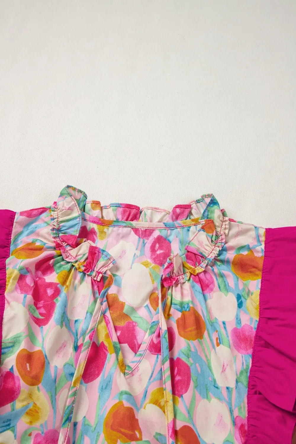 Floral Ruffle Layered Sleeve Blouse - MAD RUFFI