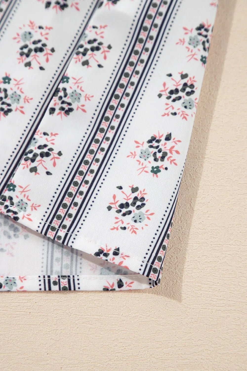 Floral Ruffled Collar Short Puff Sleeve Printed Blouse - MAD RUFFI