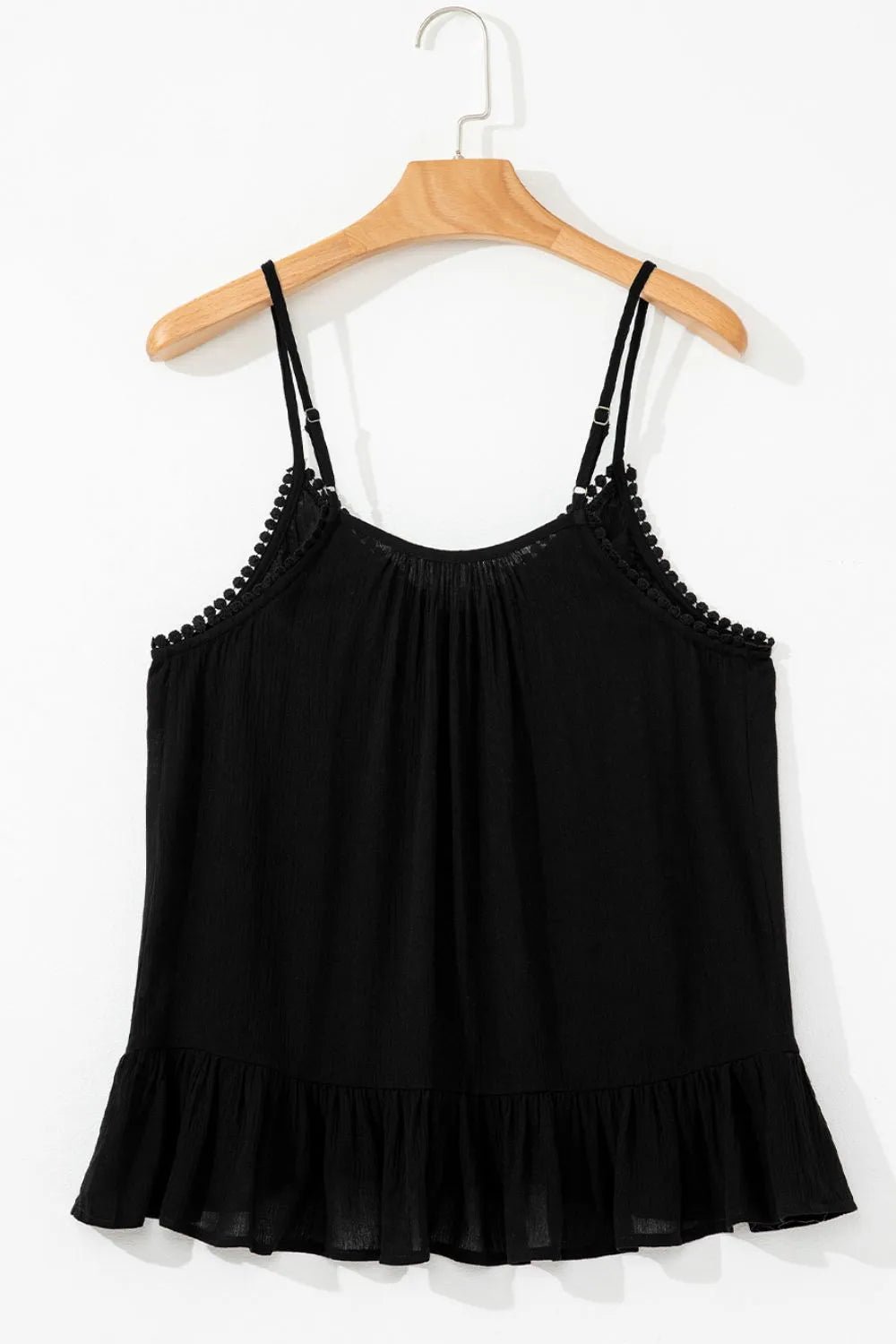 Floral Ruffled Hem Embroidery Cami - MAD RUFFI