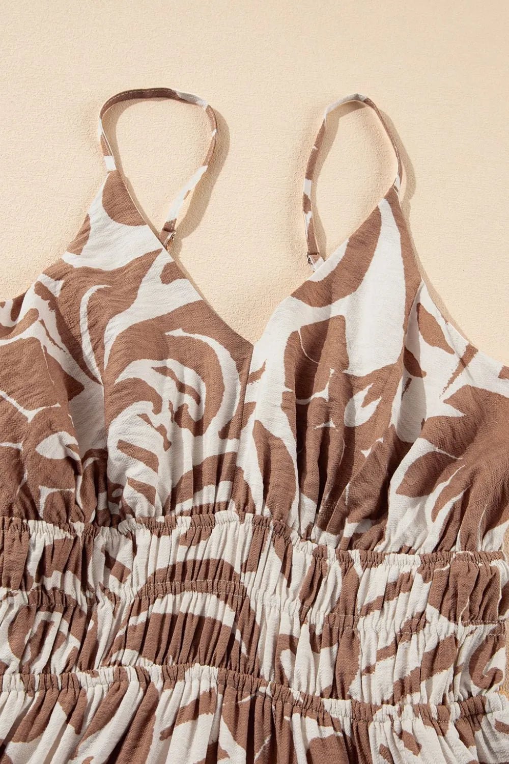 Floral Shirred High Waist Spaghetti Straps Dress - MAD RUFFI