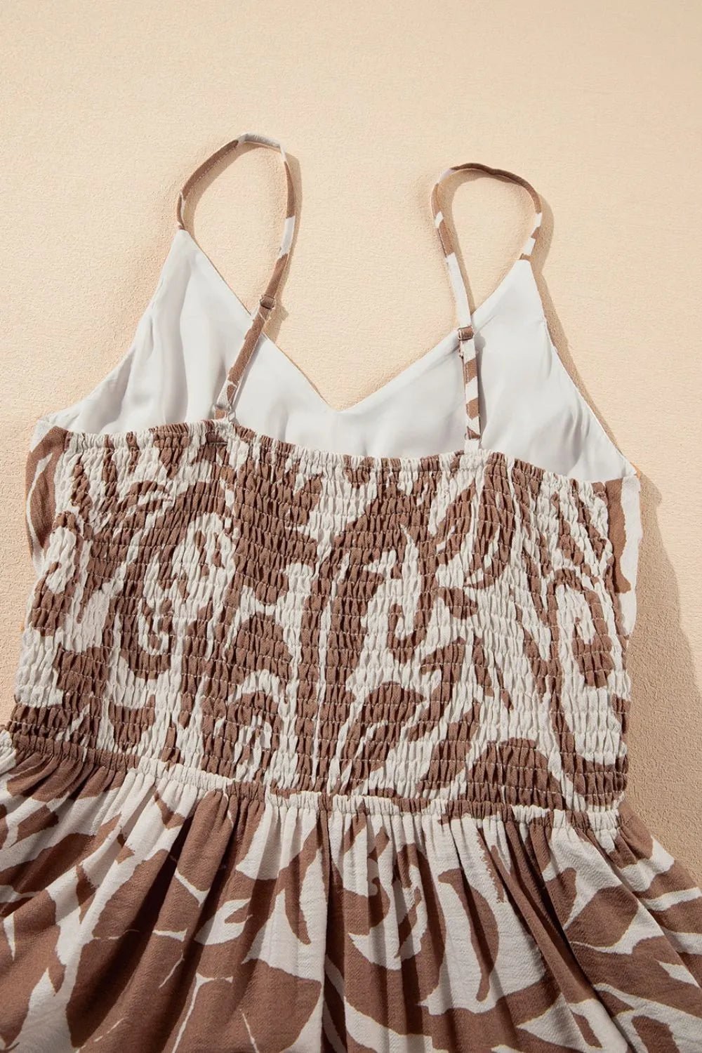 Floral Shirred High Waist Spaghetti Straps Dress - MAD RUFFI