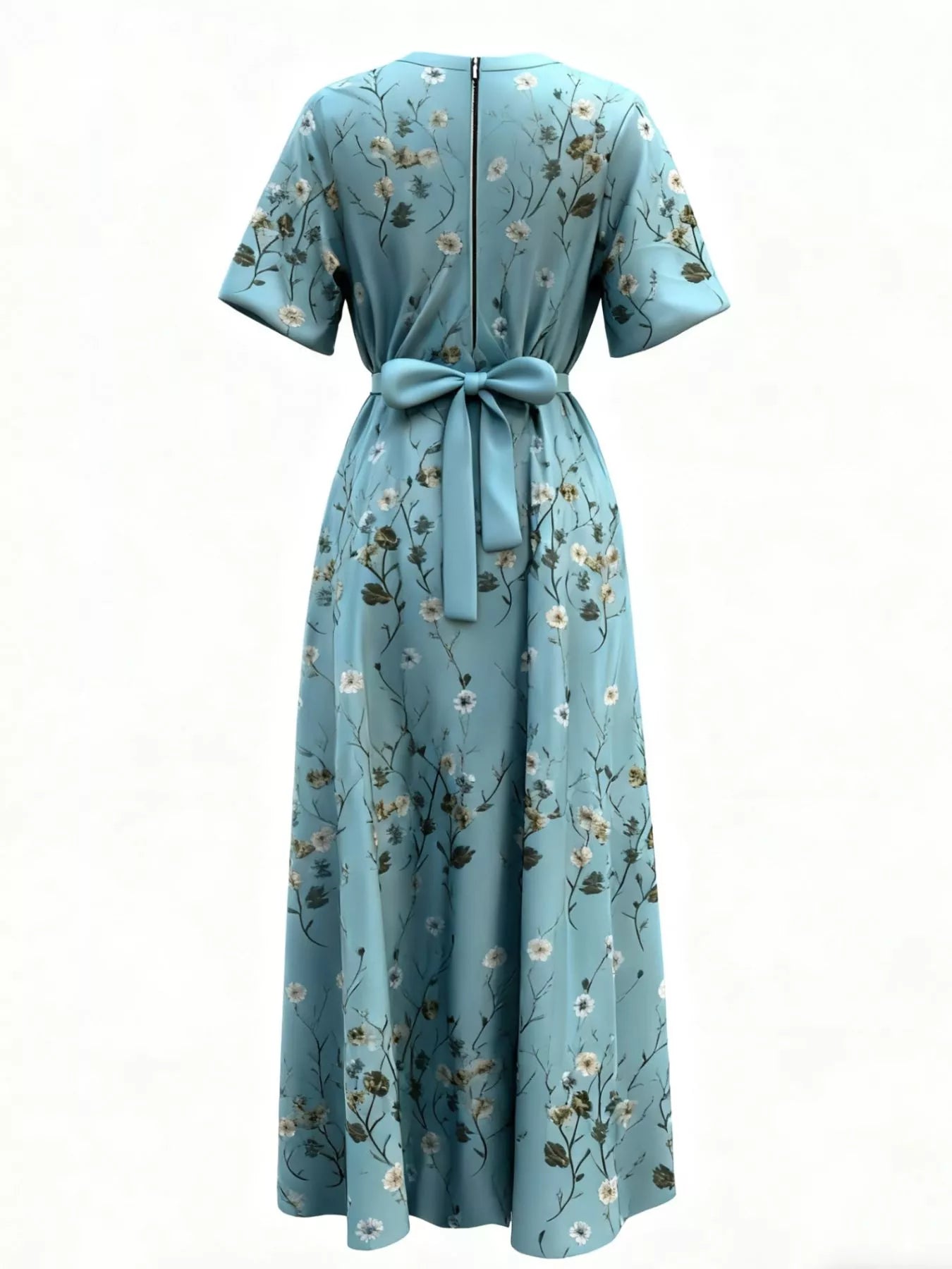 Floral Surplice Short Sleeve Dress - MAD RUFFI