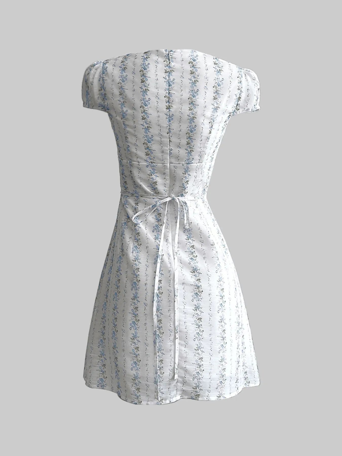 Floral Tie - Front Deep V - Neck Mini Dress - MAD RUFFI