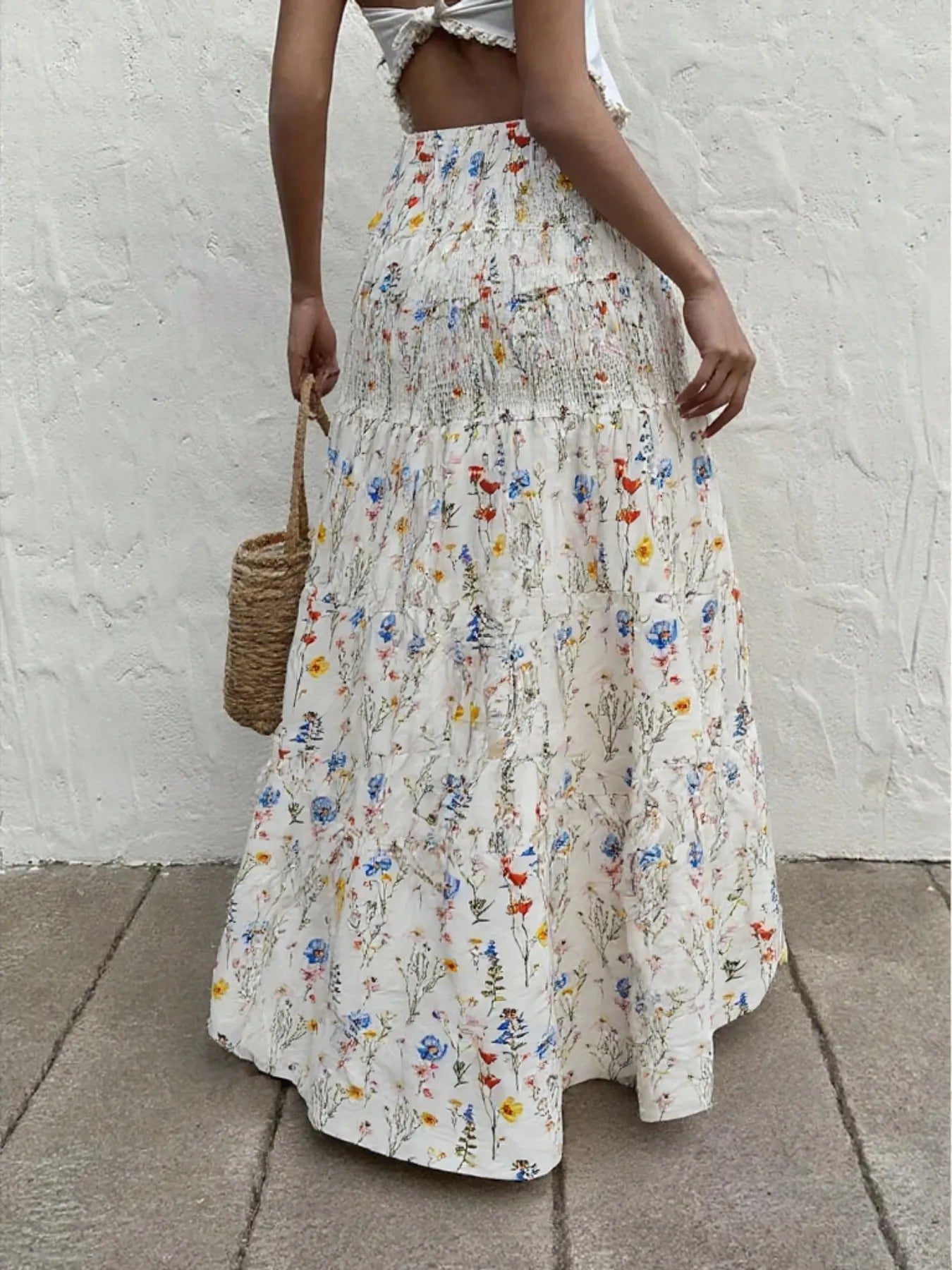 Floral Tiered Maxi Skirt - MAD RUFFI