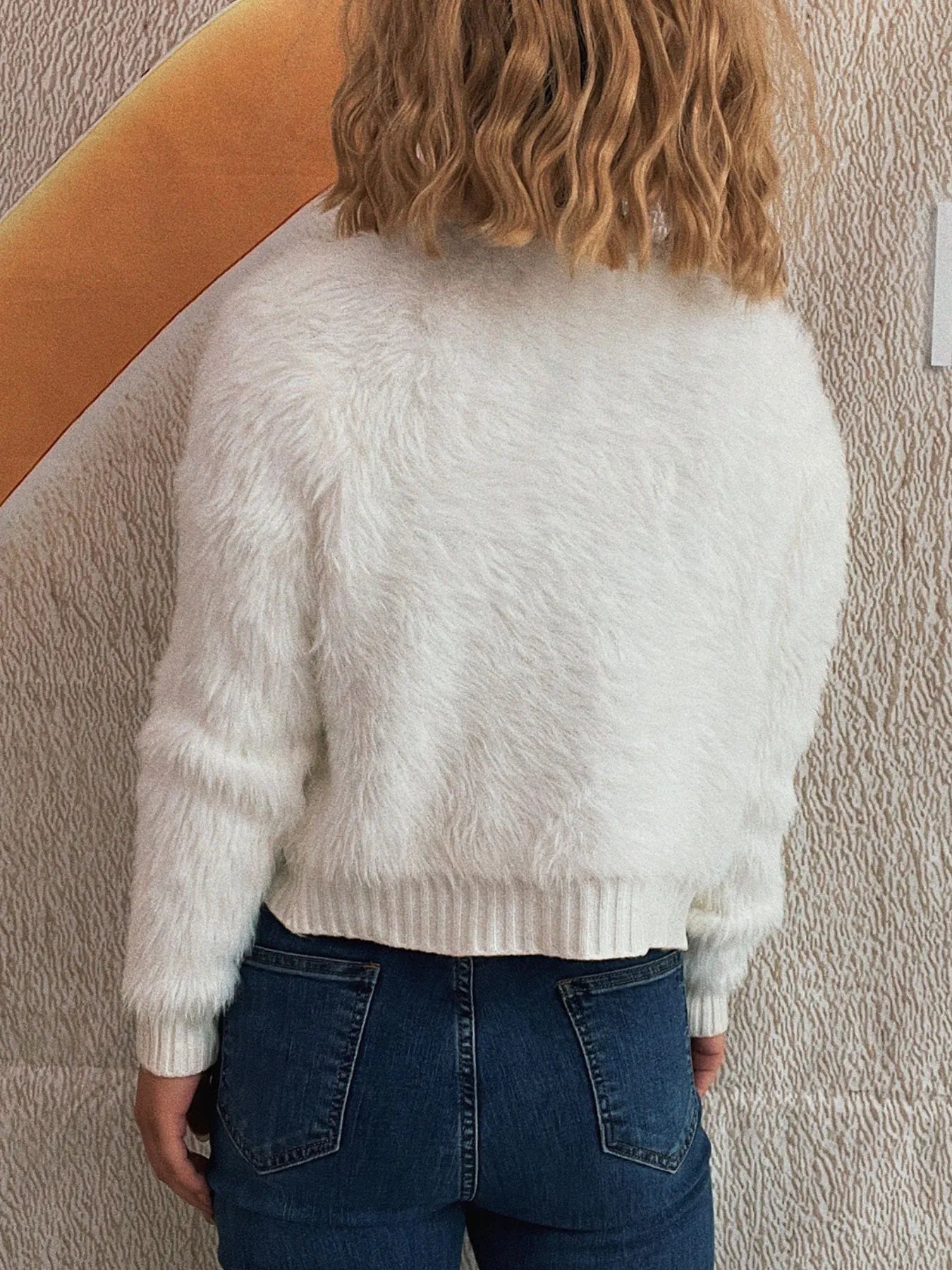 Flower Fuzzy Button - Up Cardigan - MAD RUFFI