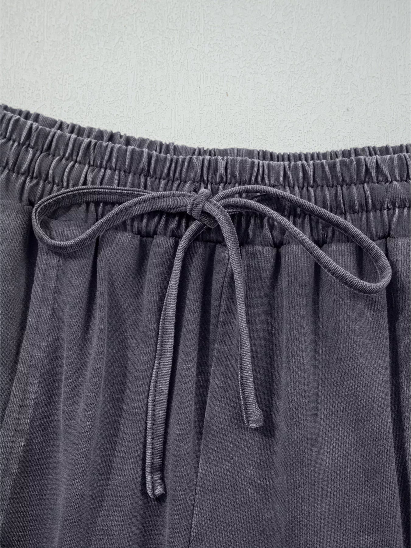 Flower Patch Mineral Washed Terry Knit Cropped Wide Leg Pants - MAD RUFFI