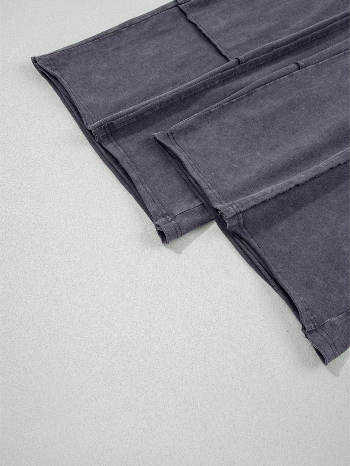 Flower Patch Mineral Washed Terry Knit Cropped Wide Leg Pants - MAD RUFFI