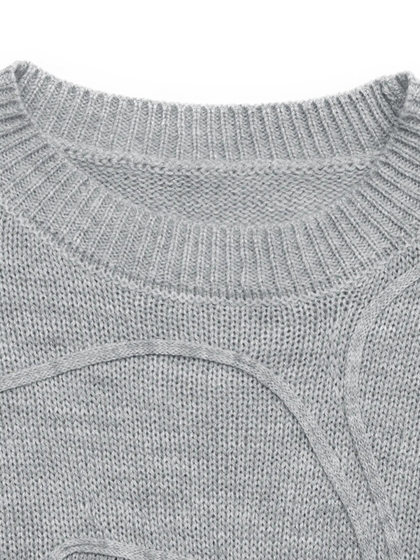 Flower Round Neck Long Sleeve Sweater - MAD RUFFI